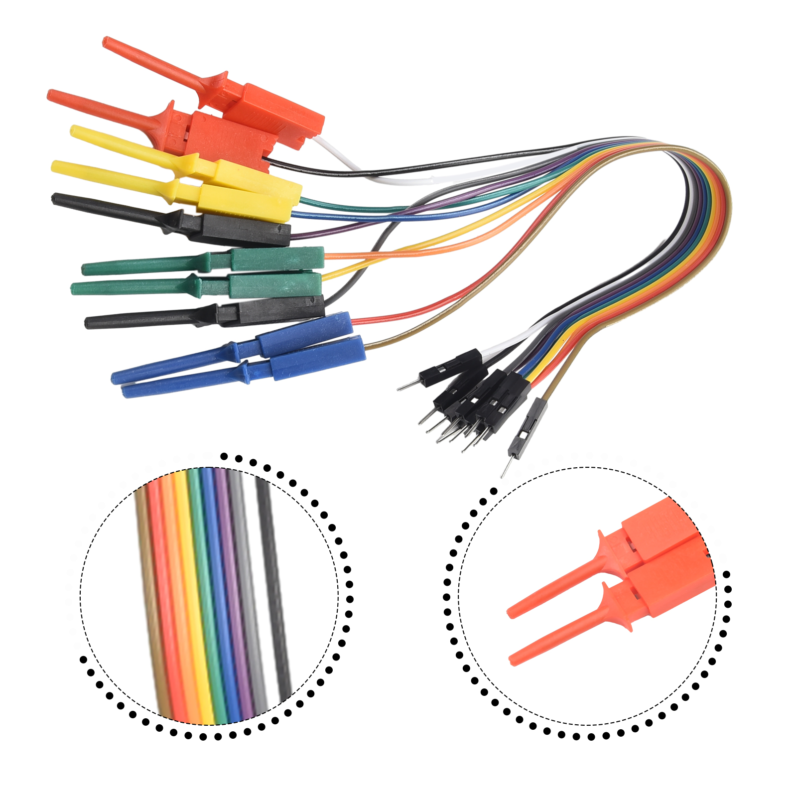 1 Stück 20 cm Länge 10Pin Logikanalysator Kabel Messleitung Haken Kabelklemme 5 Farbsonde Prüfung Elektrische Ausrüstung Hohe Effizienz