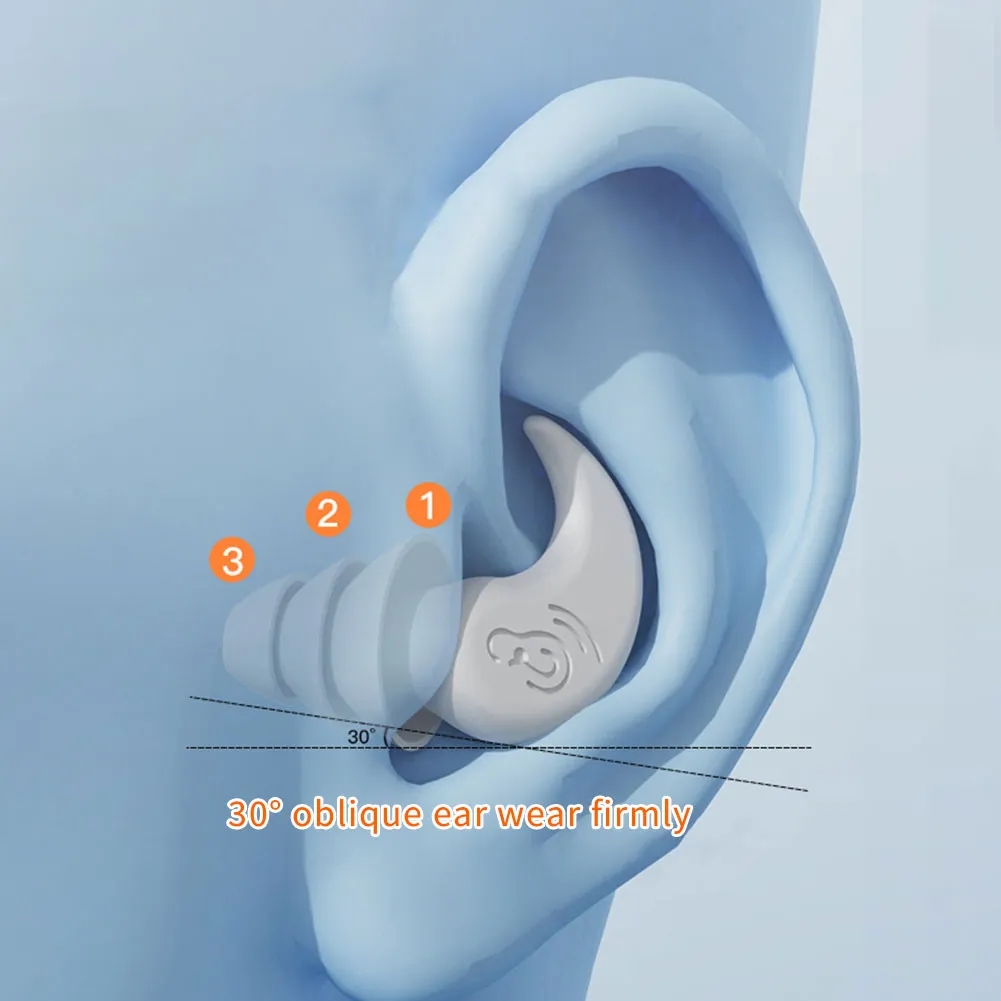 Tappi per le orecchie in silicone antirumore Tappi per le orecchie con riduzione del rumore del sonno Cancellazione Tappi per le orecchie insonorizzati Protezione per le orecchie morbida per il nuoto impermeabile