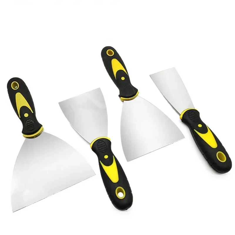 สแตนเลส Putty Knife บรรจุไม้พายวอลล์เปเปอร์ Stripper ไม้ Handle สีเครื่องมือพลาสเตอร์พลั่วเครื่องมือก่อสร้าง