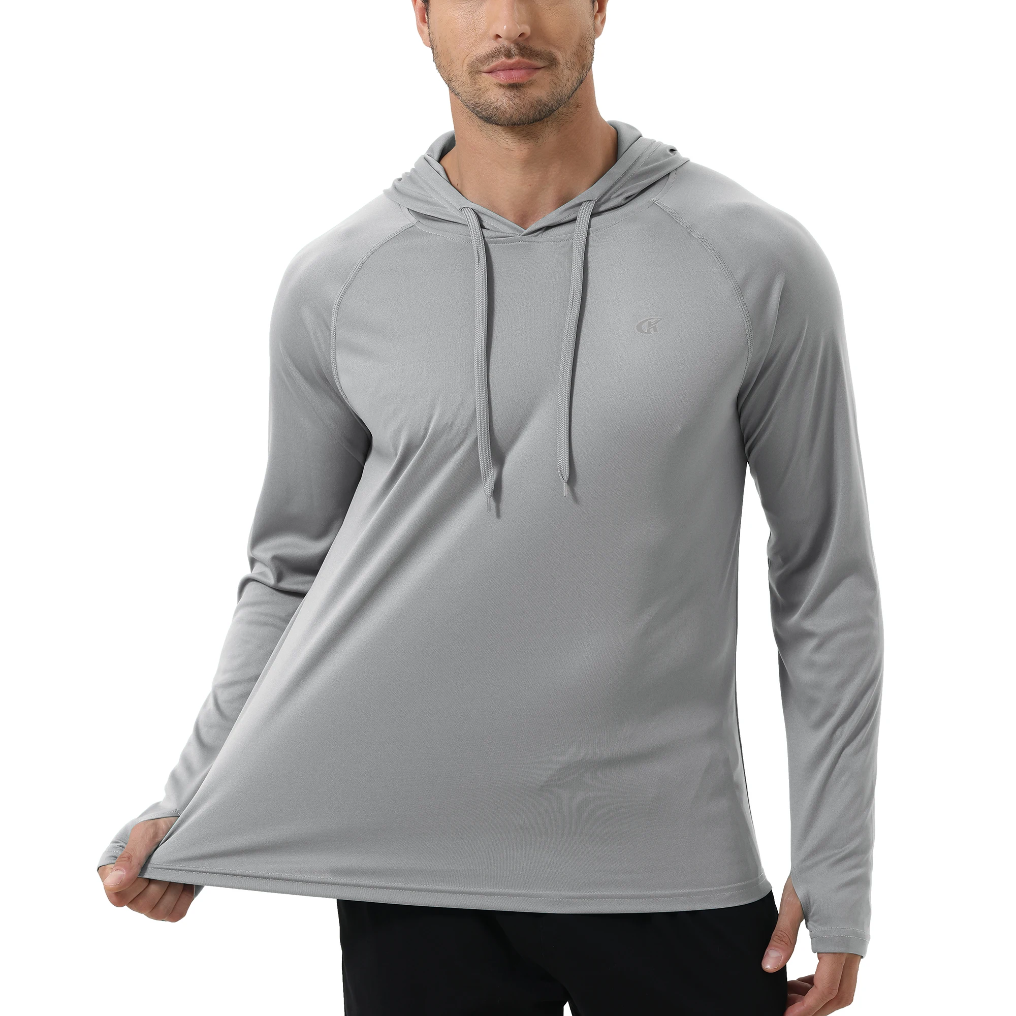 Sommer-Herren-Hoodie-Shirts mit langen Ärmeln, UPF 50+, Rash Guard, schnell trocknendes, leichtes T-Shirt für Outdoor-Jogger-Sportpullover