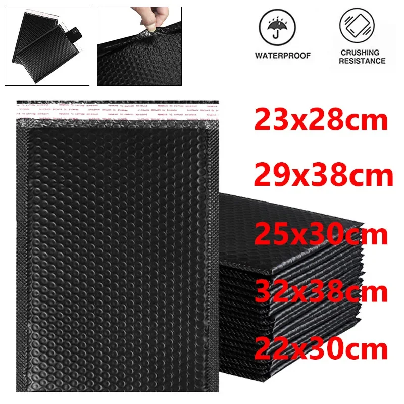20 piezas sobres de burbujas de polietileno, sobres acolchados autosellados, bolsas de regalo, bolsa de sobre de embalaje negra para libros de gran tamaño