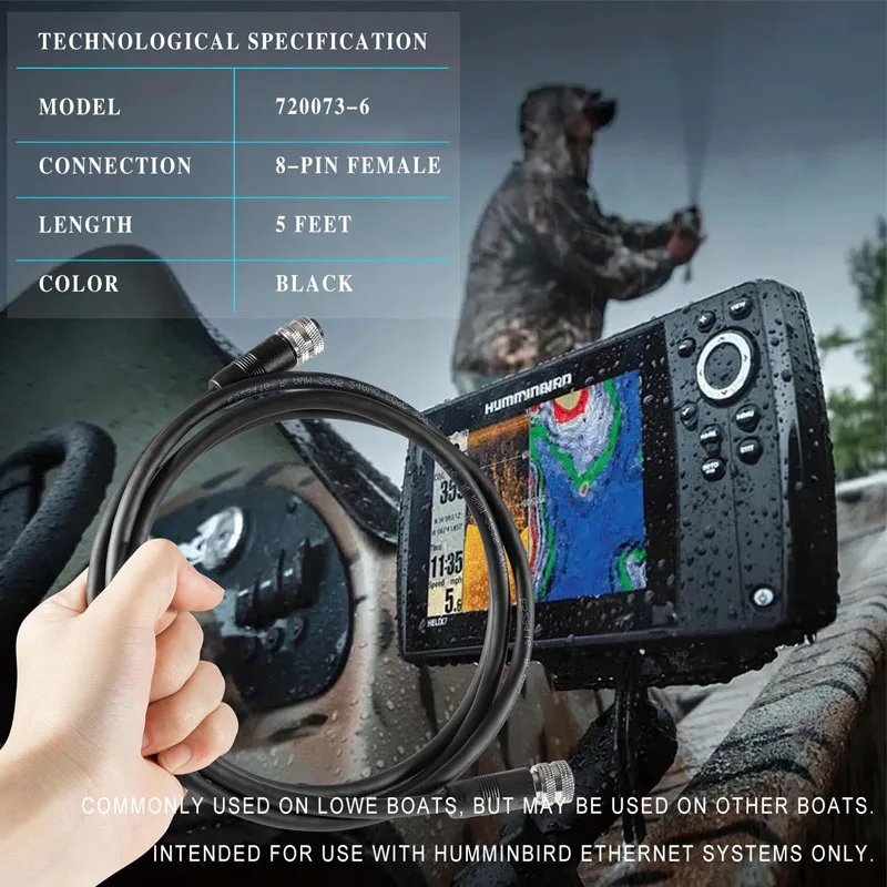 Humminbird 4. 00-6 Boot Ethernet-Kabel 5 Fuß, passend für alle Helix 15, Helix 12, Helix 10, Helix 9 usw., alle Apex Solix Onix-Modelle