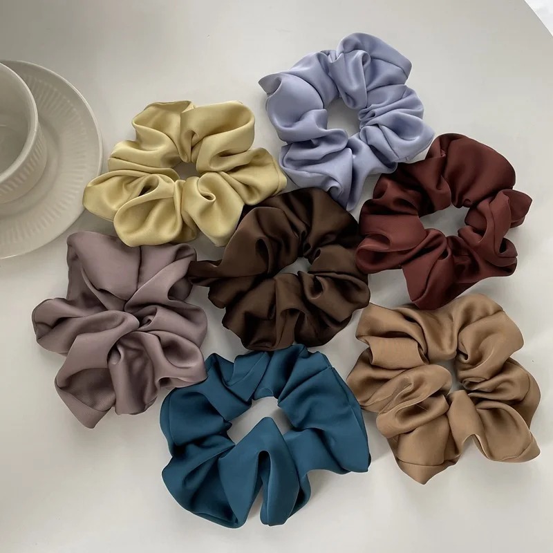 Acessórios de cabelo de seda francesa feminino textura elástica cheveux complementos de moda scrunchies gomas pelo mujer bandas gravata cetim