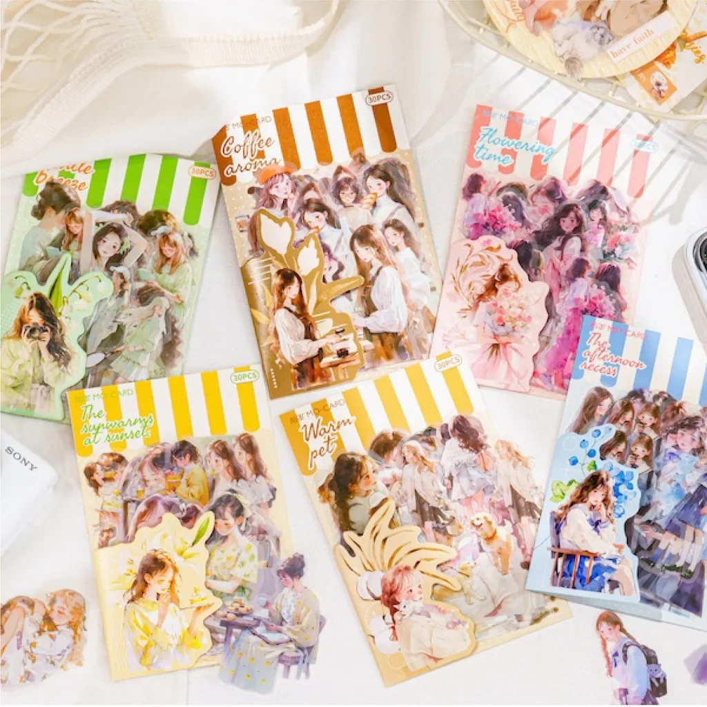 30 ピース/パックかわいい漫画の女の子ステッカー DIY スクラップブッキングコラージュジャンクジャーナルクリエイティブ文具クラフトステッカー