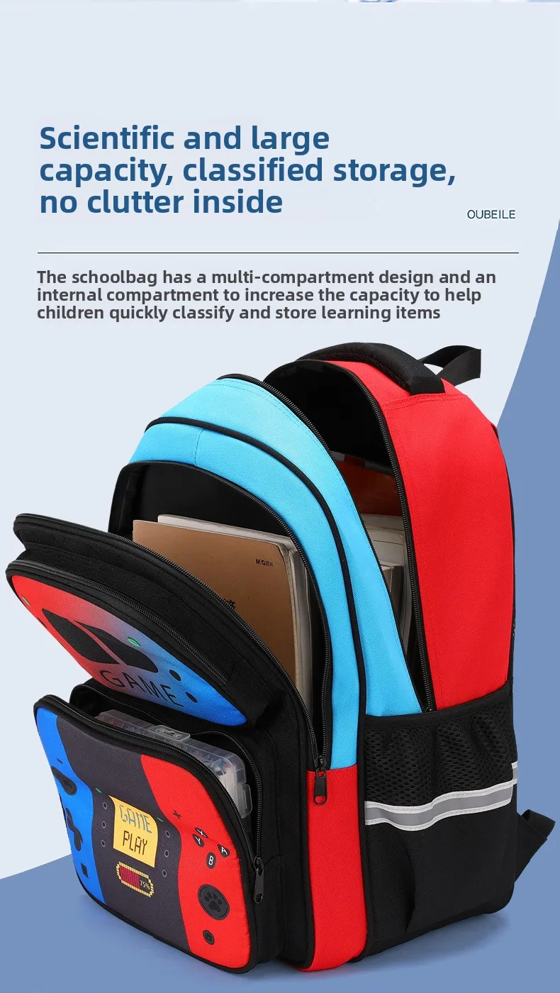 크리 에이 티브 게임 콘솔 인쇄 학교 배낭 3 개/대 십대 소년 소녀를위한 배낭 나일론 방수 학교 가방 책 가방