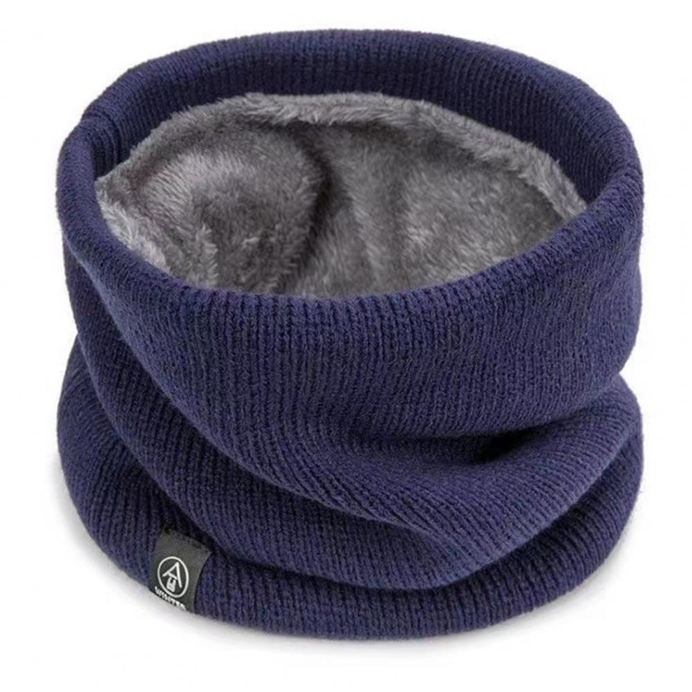 Knitted Neck Warmer Men Women Winter Windproof Thick Plush Lining Outdoor Cycling Neck Protector Scarf Neckerchief