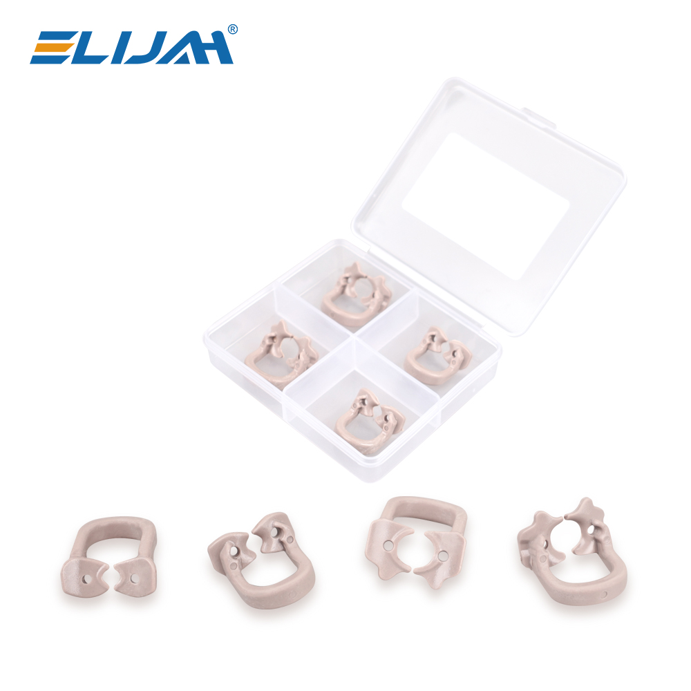 ELIJAH 4 Pçs/caixa Grampos de Barragem de Borracha Dentária Clipe de Barreira Autoclavável Dental Lab Clínica Barragem Braçadeira de Borracha Anel Separador
