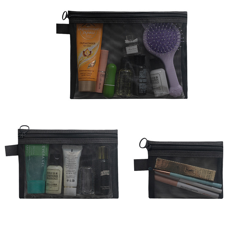 Bolsa de cosméticos de malla para mujer, bolsa de almacenamiento de viaje para maquillaje, organizador, bolsa de maquillaje para mujer, estuche de belleza portátil pequeño y grande