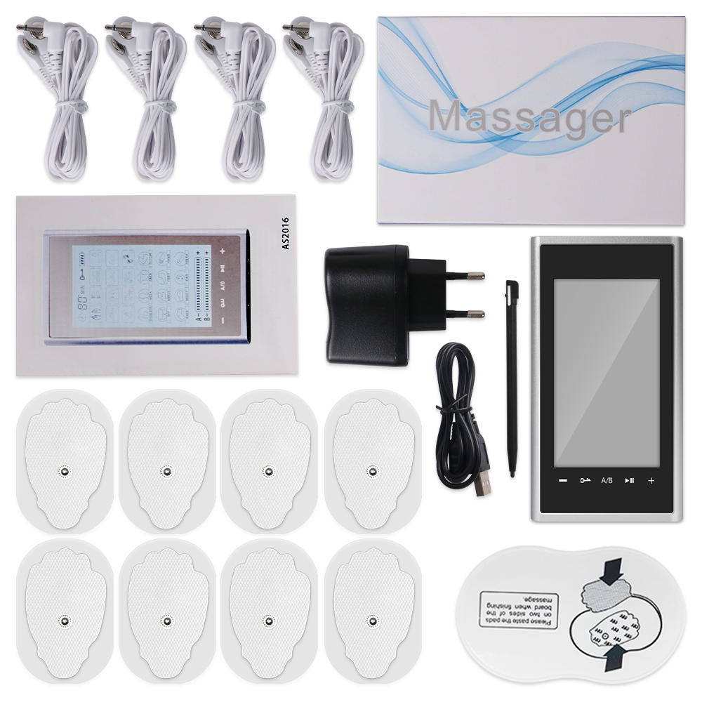 EMS-terapia de Estimulador muscular eléctrico, 24 modos, 4 canales de salida, unidad Tens, máquina de fisioterapia, masajeador corporal de pulso, envío directo