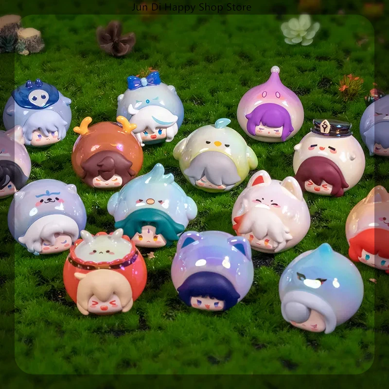 Genshin impacto caixa cega furina mini anime figura jogo caixa surpresa q versão kamisato figuras pvc bonecas mesa decora brinquedos presentes