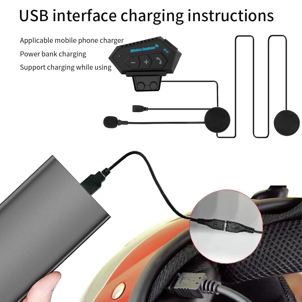 オートバイイヤホンヘルメットヘッドセット Bluetooth 5.0 ヘッドフォンワイヤレスモーターヘッドセットバイクイヤホンハンズフリーステレオインナーイヤー型
