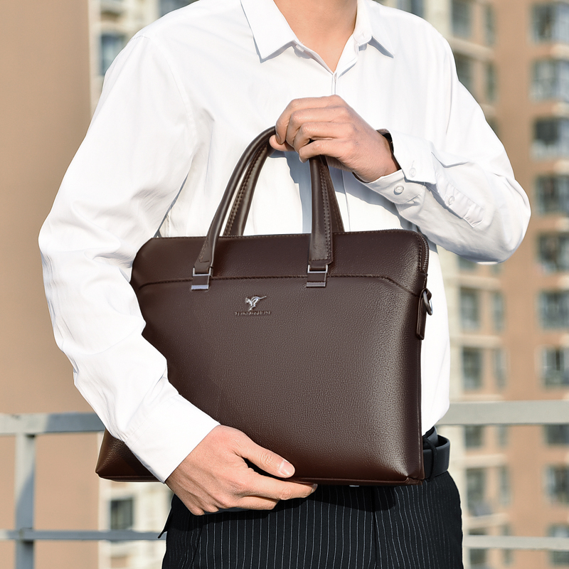 ยี่ห้อ Briefcases สําหรับชายหนัง Executive สํานักงานธุรกิจ 15.6 นิ้วแล็ปท็อปขนาดใหญ่กระเป๋าเอกสารกระเป๋าถือผู้ชาย Tote กระเป๋า