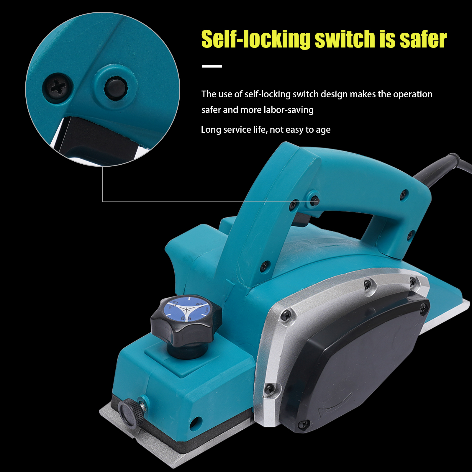 Plaina elétrica portátil para madeira, plaina manual, 800W, 220V, 82 mm