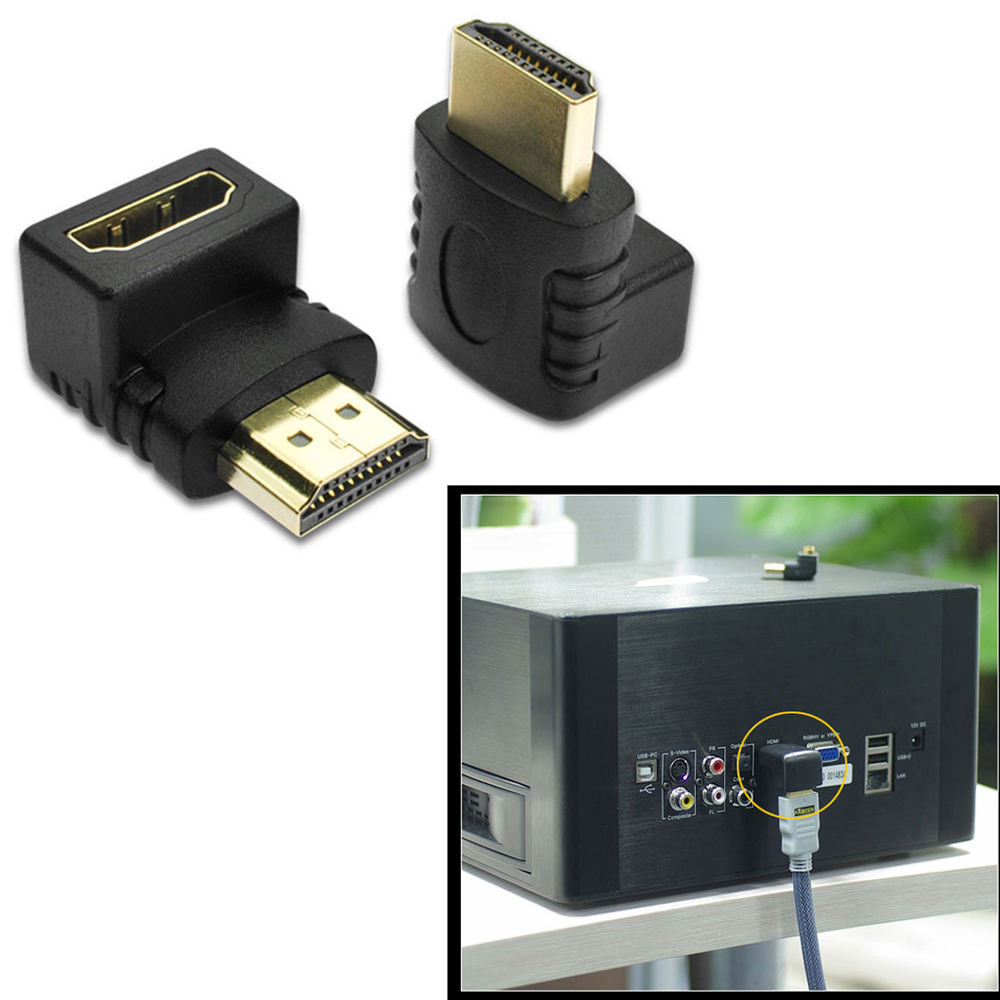 Adapter zgodny z HDMI 90 270 stopni kąt prosty konwerter męski na żeński złącze 4K HD Mini / Micro HDMI-kompatybilny przedłużacz