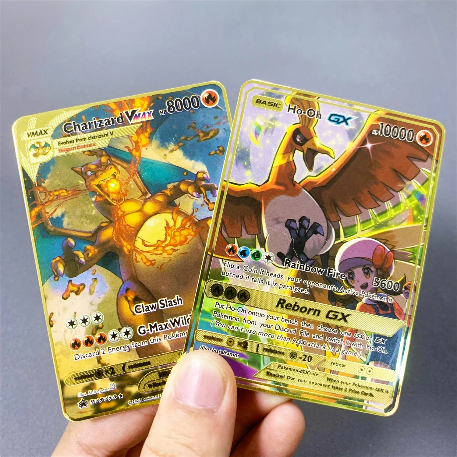10000 Arceus Vmax DIY Golden Pokemon การ์ดโลหะภาษาอังกฤษเหล็ก Pokmo ตัวอักษร Pikachu Mewtwo GX เด็กของขวัญคอลเลกชันเกมการ์ด