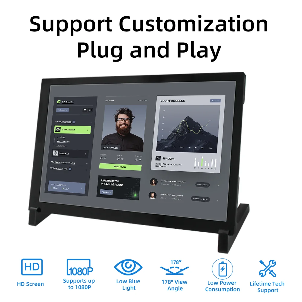 Pantalla táctil LCD IPS de 10,1 pulgadas, pantalla HDMI de 1280x800 con estuche protector para Monitor para Raspberry Pi 5 4B 3B