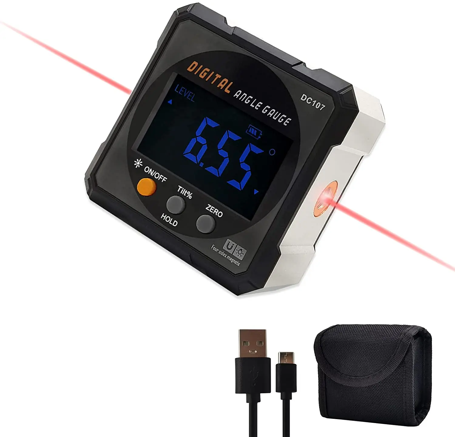 Kỹ Thuật Số Protractor Laser USB Inclinometer 360 ° Độ Góc Tìm Độ Chính Xác Cao Goniometer Nam Châm Đo Độ Nghiêng Dụng Cụ