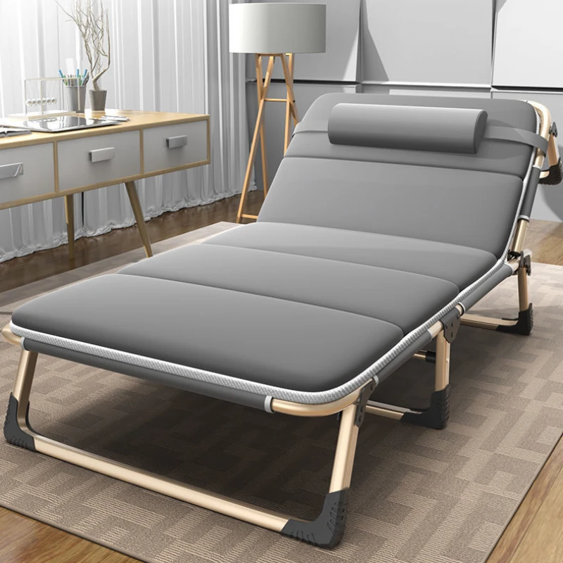 75cm Enlarged Bed Surface for Lunch Break Folding Bed Multifunctional Portable Marching Bed Adjustable Office Lounge Chair