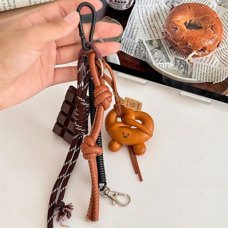 Autumn/Winter Brown Cute Alkaline Bread Korean Style INS Bag Pendant Chocolate Mountain Climbing Rope Keychain Decorative Hangin