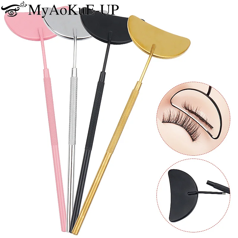 1 Uds espejo de extensión de pestañas en forma de luna desmontable de acero inoxidable espejo de maquillaje para levantamiento de pestañas herramienta de belleza suministros de accesorios