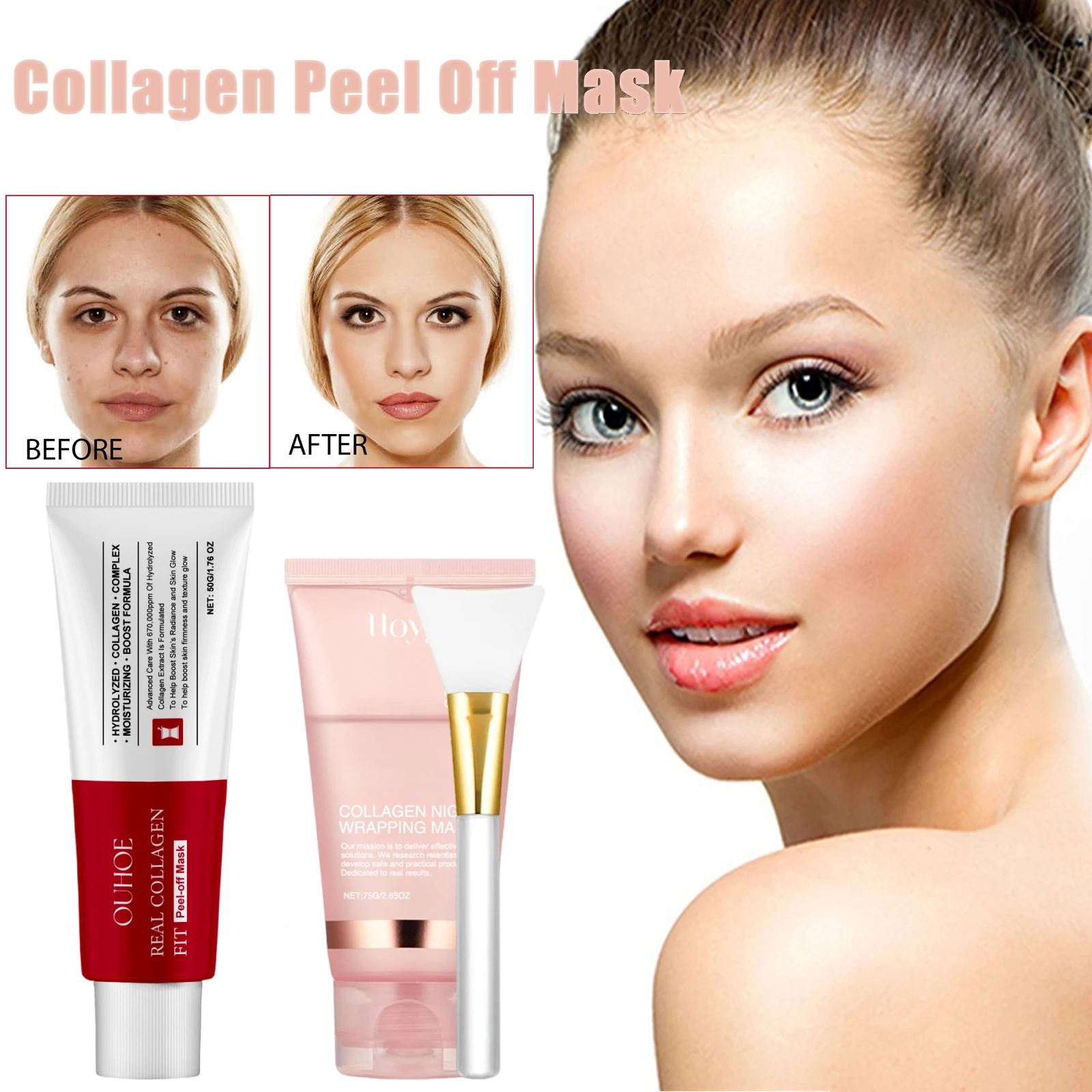 Mascarilla exfoliante de colágeno, mascarilla para envolver durante la noche, mascarilla hidratante de colágeno hidrolizado, cuidado de la piel coreano