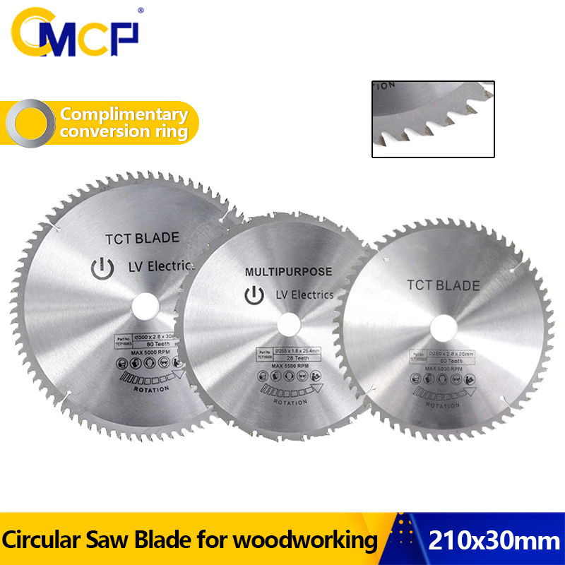 CMCP 210X30Mm Lưỡi Dao 24T 48T 60T 80T TCT Thấy Lưỡi Dao Carbide đầu Cắt Gỗ Đĩa Cho Dụng Cụ Điện