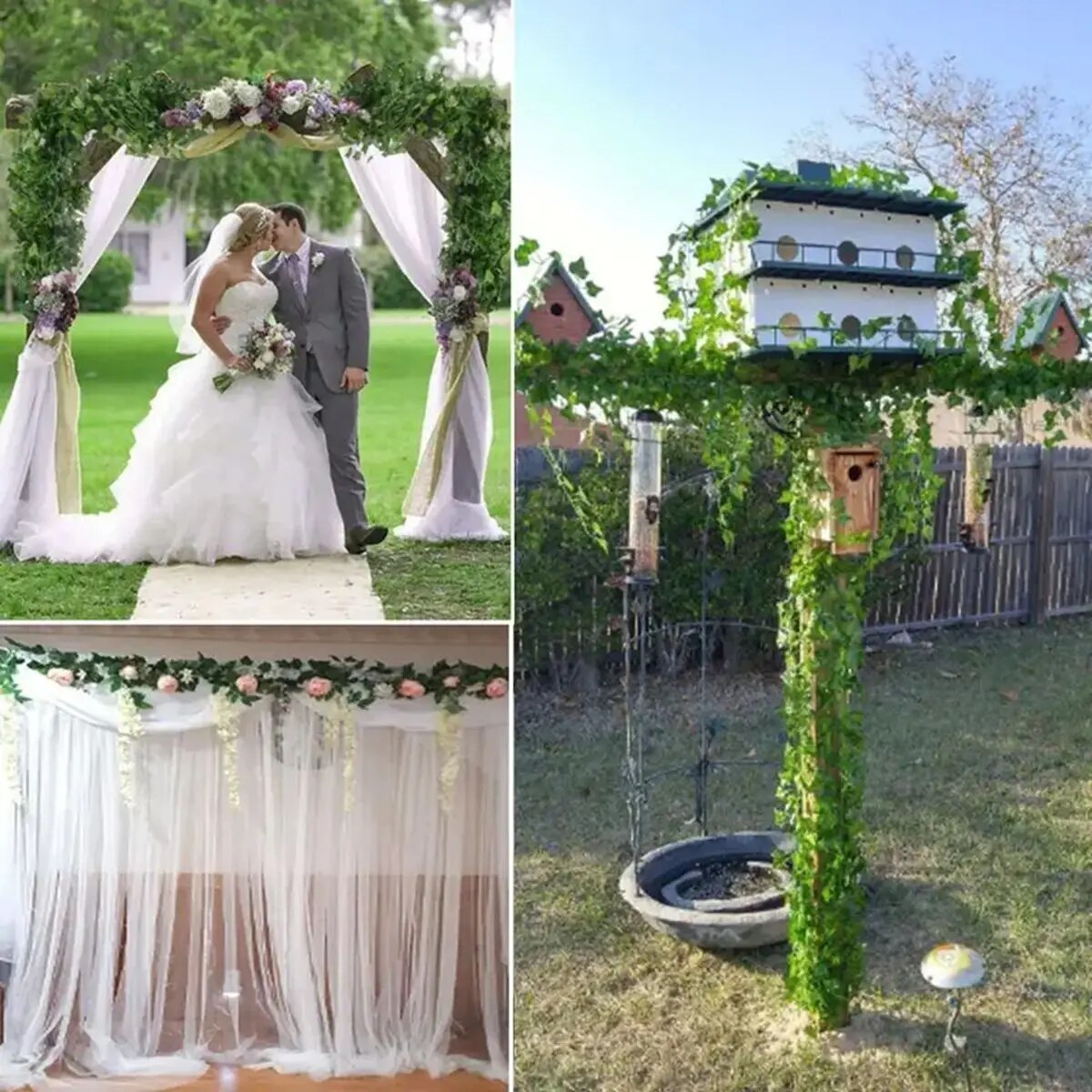 1pc 20 LED Green Leaf Fake Plants String Light Battery Powered Waterproof String Light For Wall House Room Office Birthday Decor