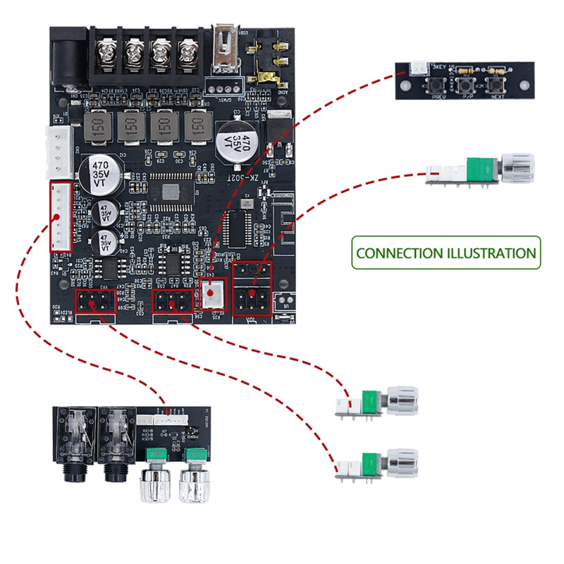 【GLAD】ZK-502T Плата усилителя 100 Вт, встроенная плата стереоусилителя мощности Bluetooth 5,4 с выводами TPA3116D2