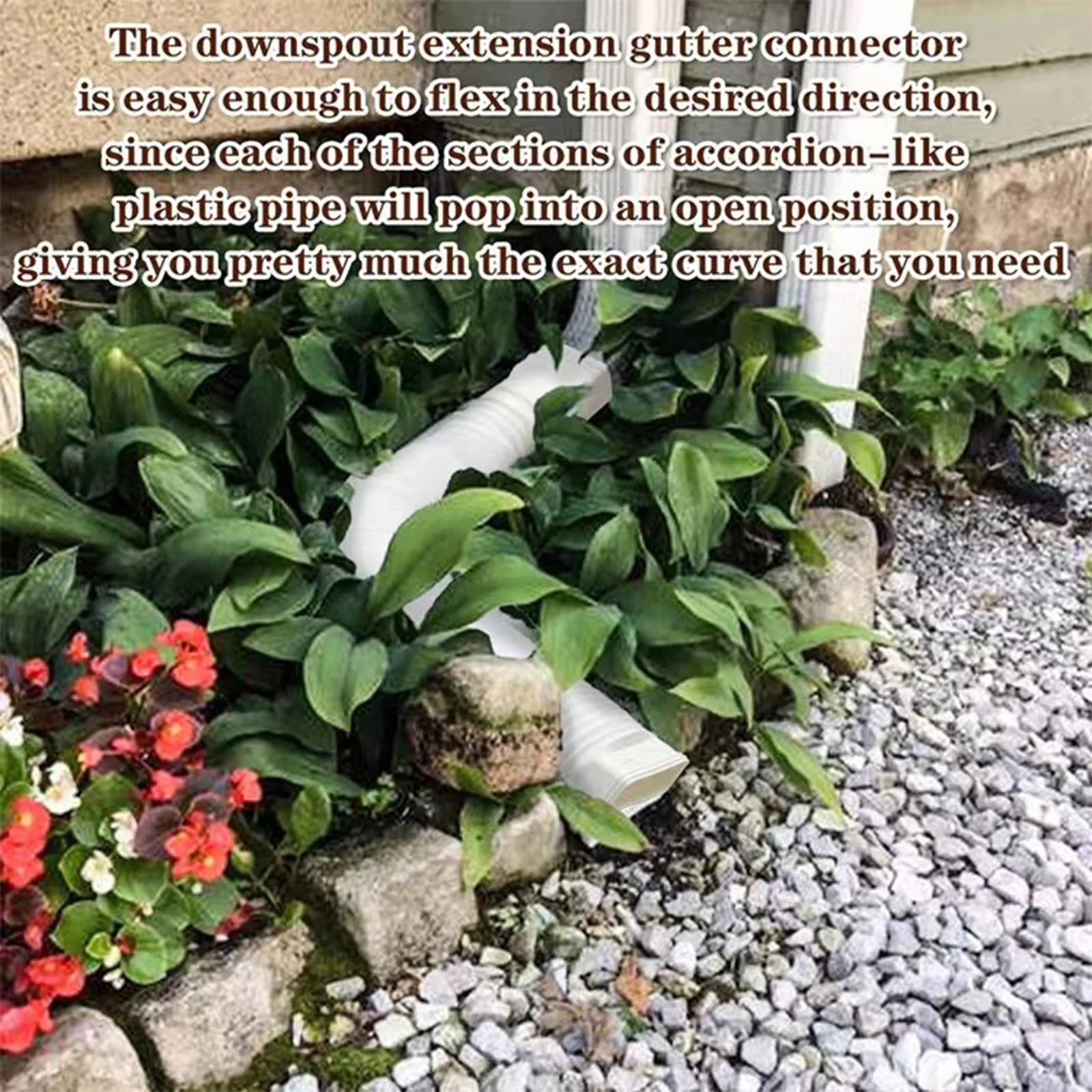 รางน้ําฝน Downspout Extensions ท่อระบายน้ําแบบยืดหยุ่น Downspout Extender Connector พร้อม 3x4in และ 2x3in ตัวเชื่อมต่อสกรูสําหรับรวม