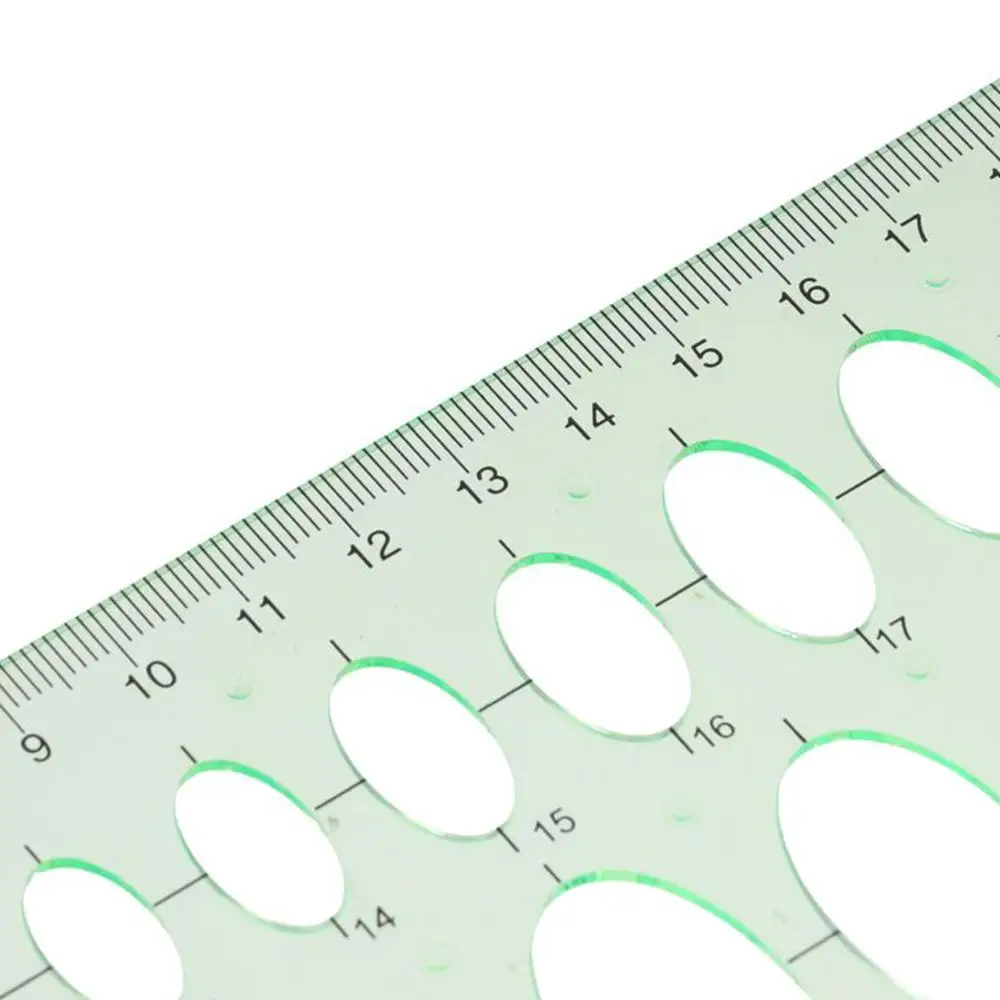 Office Supplie Green Geometry Ruler Oval Style Multi-Function Geometric Drawings Templates Rulers 20cm Measuring Ruler