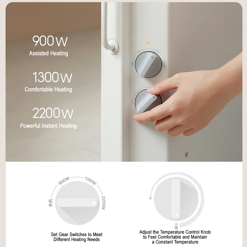 Электрический обогреватель XIAOMI MIJIA, 2200 Вт, Быстрое нагревание, контроль температуры
