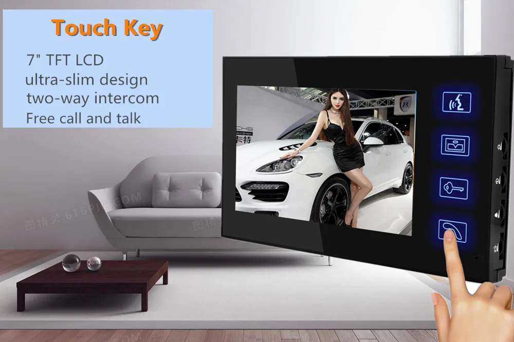 Video intercom system 7" Lcd Video door phone RFID door access control kit camera Electric Strike Lock wireless remote control