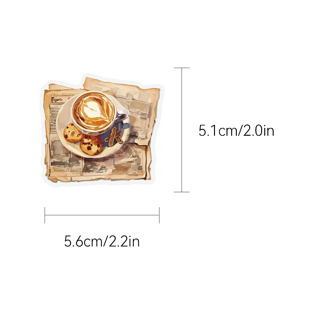 50pcs Vintage Coffee Letter Theme Scrapbooking Stickers Aesthetic Retro Coffee Waterproof Stickers for Planner Diary Decoration