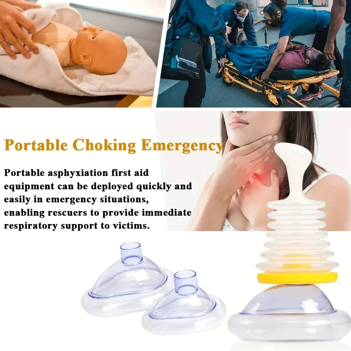 First Aid Kit Choking Device Adults & Children 2 Size Choking Rescue Kits Home Asphyxia Rescue Device Anti Suffocation