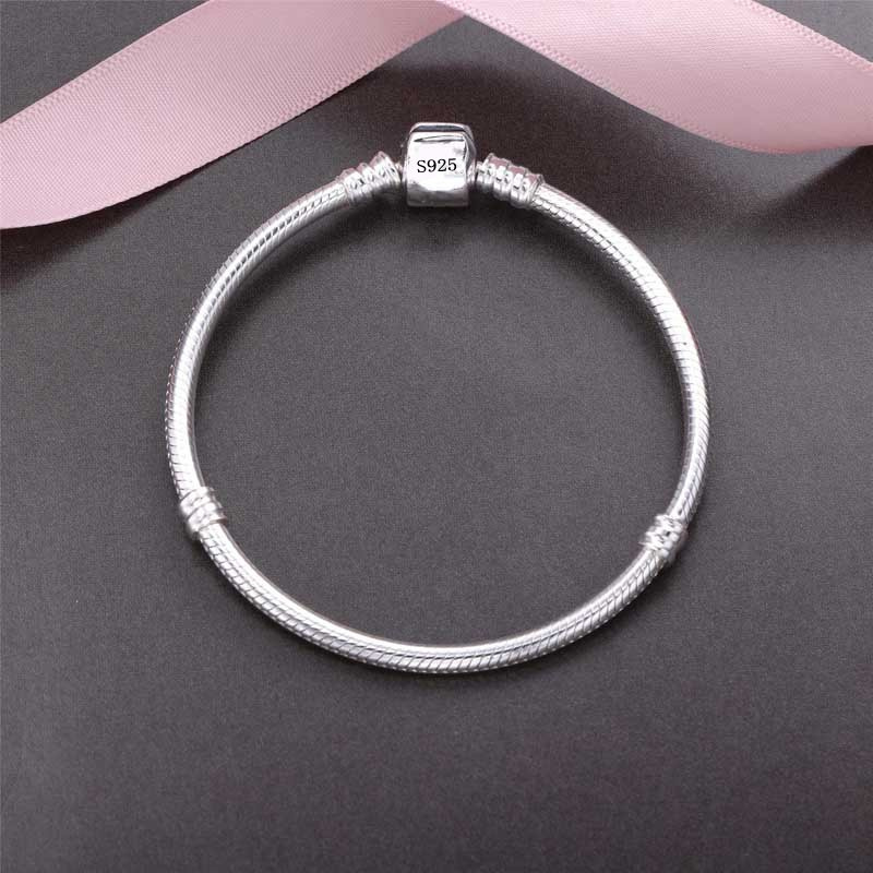 Joyería fina Original hecha a mano, pulsera de plata de ley 925 con dijes, pulseras de hueso de serpiente suaves y lisas para mujer