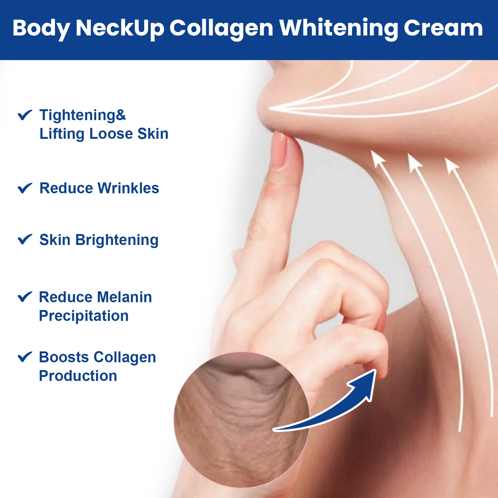 EELHOE คอลลาเจนคอครีม Lightens คอริ้วรอย Anti-Aging ยกกระชับผิว Moisturizing คอไวท์เทนนิ่งครีม