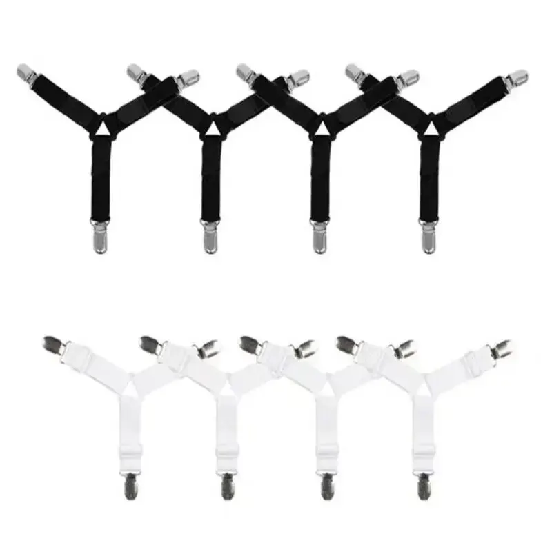 Soportes triangulares para sábanas, Clips para sábanas ajustables, tirantes, pinzas para colchón, funda de colchón, 4 Uds.