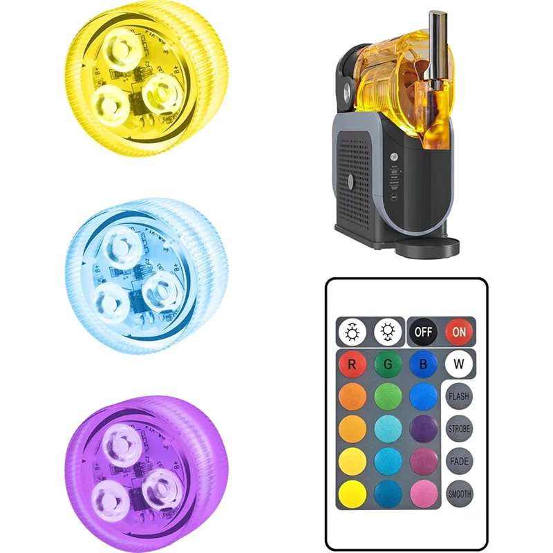 Luzes cápsula ABMI-LED para Ninja Slushi FS301/FS300, 16 cores e 4 modos e sem instalação, luz RGB à prova d'água com 3 pacotes,