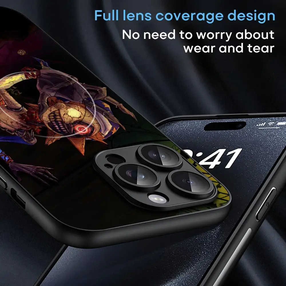 Casing ponsel horor Fnaf a-anima-tronices untuk iPhone 16 15 14 13 12 11 Plus Pro Max kulit domba Magsafe mewah kelas atas
