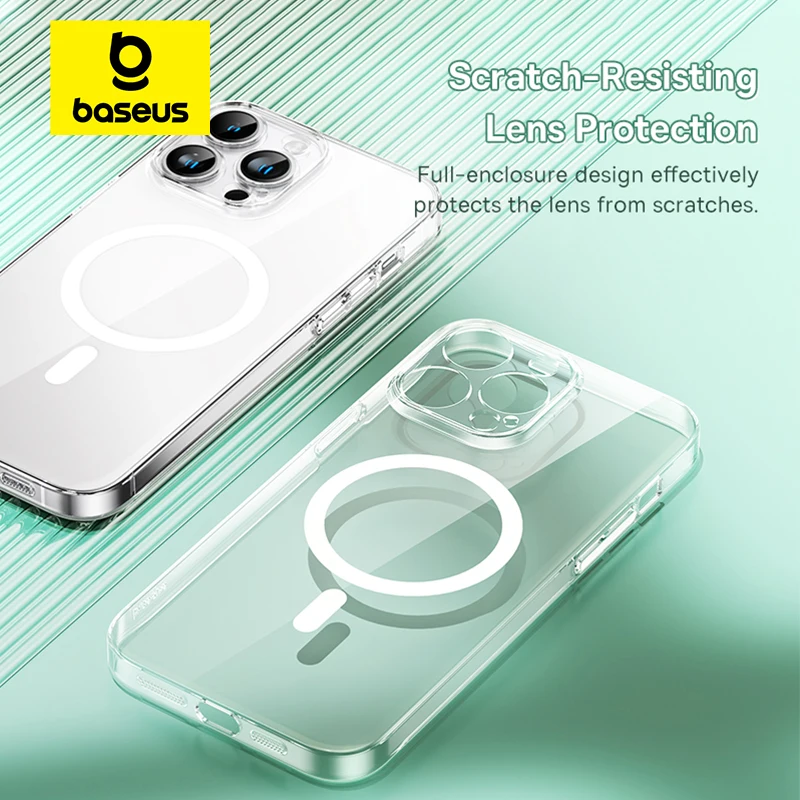 Baseus 磁気電話ケース iPhone 15 14 13 12 11 Pro Max ワイヤレス充電カバー iPhone 15 14 Pro Max マグネットクリアケース