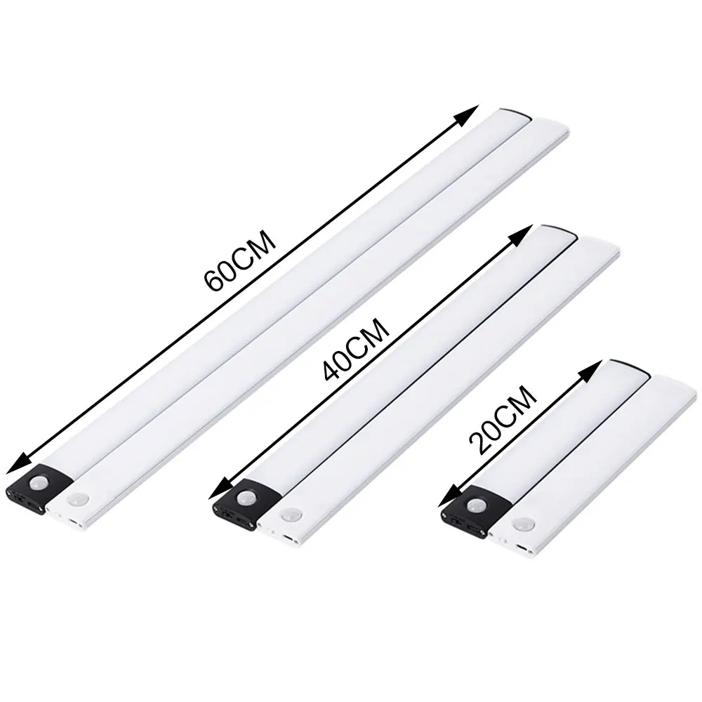 Lampka nocna z czujnikiem ruchu Bezprzewodowe oświetlenie podszafkowe USB do szafki Sypialnia Szafa Oświetlenie wewnętrzne 3 kolory w jednej lampie