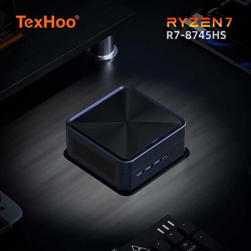 AittactXTexHoo MINI PC AMD R7 8745HS 7840HS 7735HS R5 6600H DDR5 NVMe Dual HDMI DP 4K Wifi6 WDesktop Gaming Computer