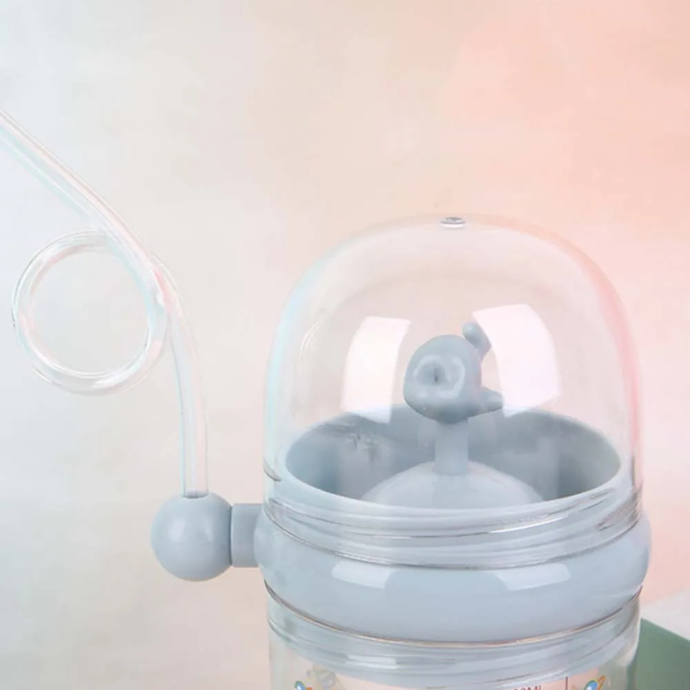 Botol Minum Anak 250ml Motif Kartun dengan Sedotan, Gelas Plastik untuk Anak