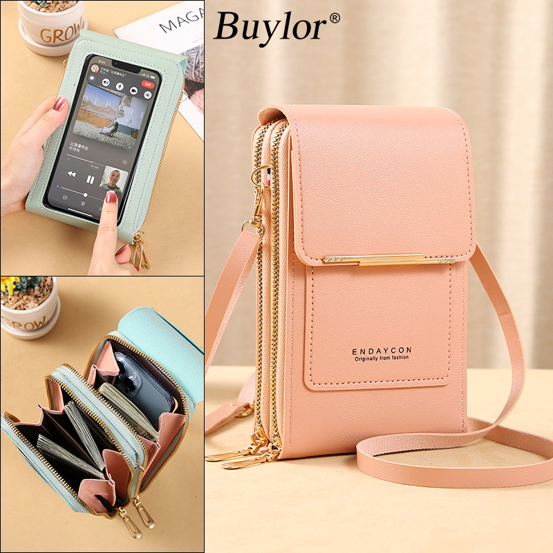 Buylor Damen-Handtasche, Touchscreen, Handy-Geldbörse, Umhängetasche, weiblich, günstig, kleine Geldbörse, weiches Leder, Umhängetasche, Mohamedка