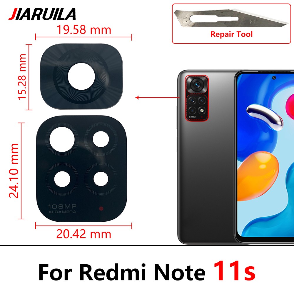 2 個、リアバックカメラガラスレンズ Xiaomi Redmi Note 8 Pro 7 9 9S 10 11 11s Pro 10s 8T 9A 9C Mi Note 10 10T Pro 接着剤付き