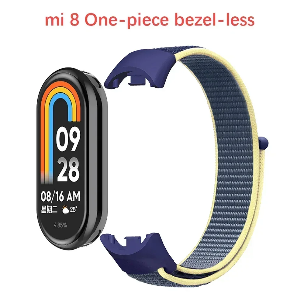 ห่วงไนลอนสําหรับ Xiaomi Mi Band 9 8 สายคล้อง 8 NFC SmartWatch สายรัดข้อมือ Correa เปลี่ยนกีฬา Pulsera สําหรับ Miband 8 สร้อยข้อมือ Correa