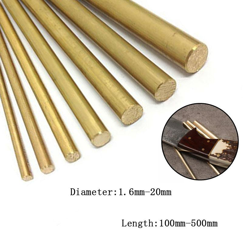 Diametro 1.6-20mm Lunghezza 100-500mm Hardware Barra tonda in ottone Asta per coltello fai da te Manico circolare Tubo metallico Modellismo Asta in ottone