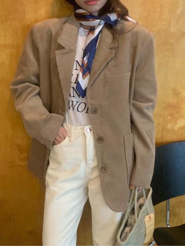 American Retro Corduroy Suit Jacket Loose Fit Single Button Notch Collar Casual Chic Outerwear for Women Winter 2023