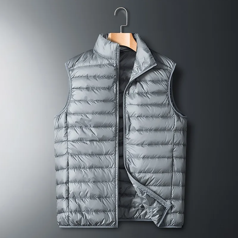 CHUJIE Winter ärmellose Pufferweste Jacke Herren verstaubar weiße Entendaunenweste leichter wasserdichter lässiger Herrenmantel