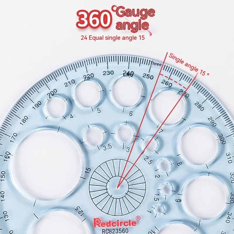 Modelo geométrico multifuncional régua de medição 360 graus régua redonda círculos desenho forma modelo régua para escritório escola